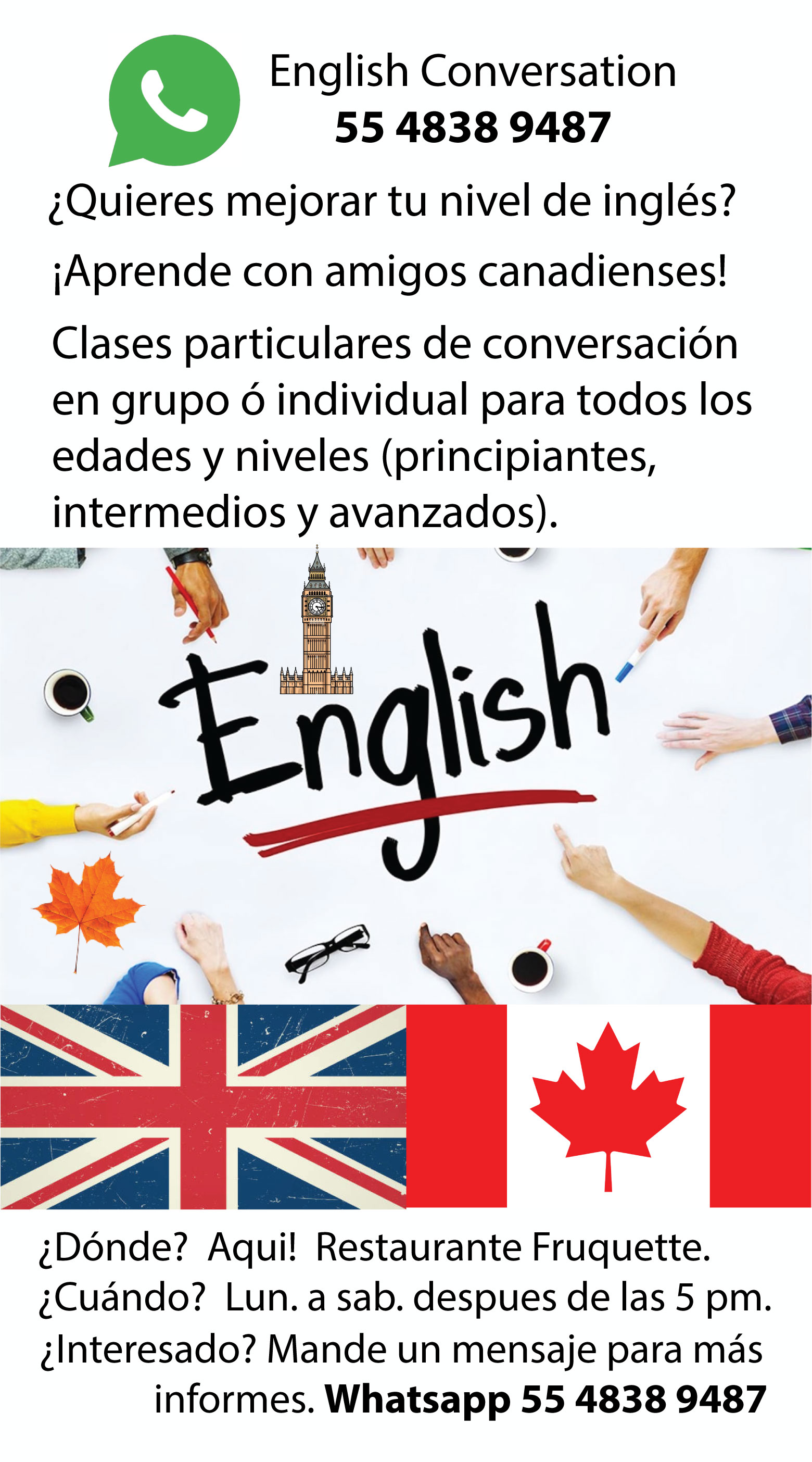 Clases de conversación en Inglés